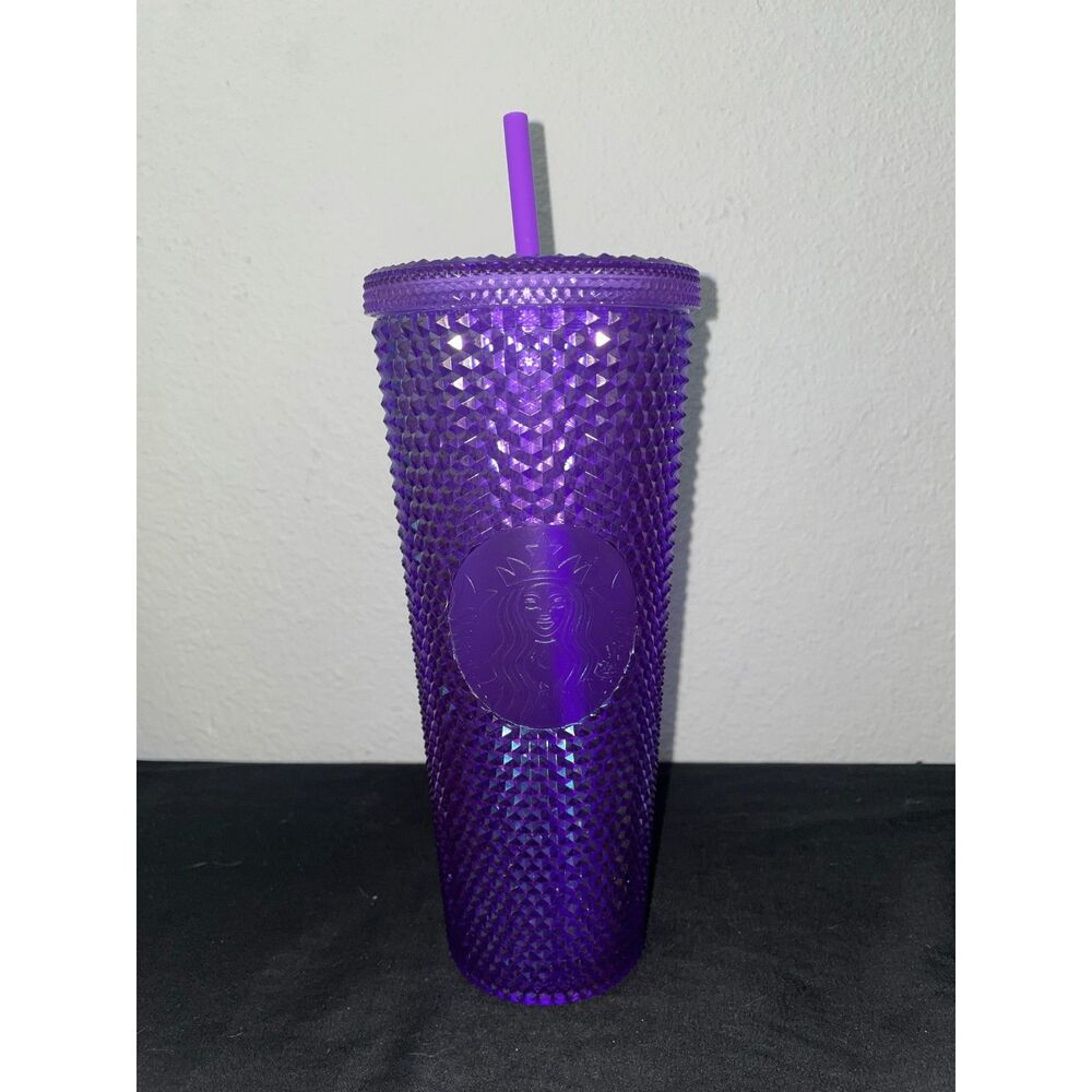 Starbucks Purple Iridescent Studded Cold Cup Tumbler 24 oz Venti with Straw